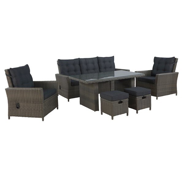 Alaterre Furniture Asti All-Weather Wicker 6-Piece Outdoor Seating Set AWWF01334FF